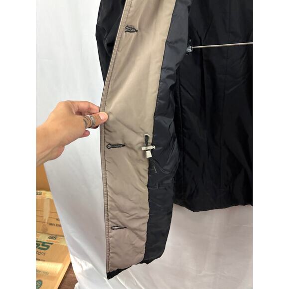 CS Signature Windbreaker Coat Lined Hooded Jacket Black Tan Ladies MEDIUM - Picture 10 of 14